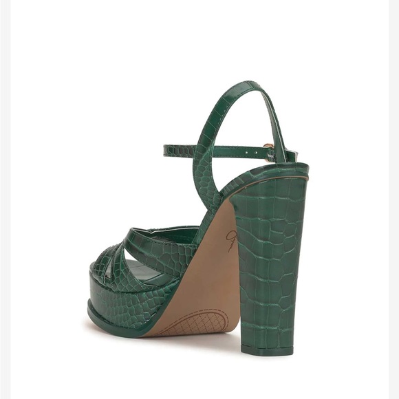 Like new only worn once. Jessica Simpson Croco green platform sandals in Sz 5.5 - Picture 3 of 4